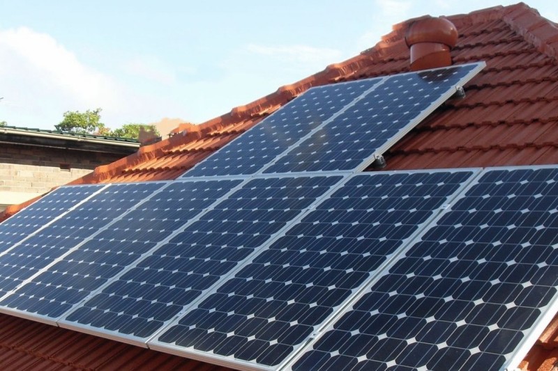 solar panels mounted roof